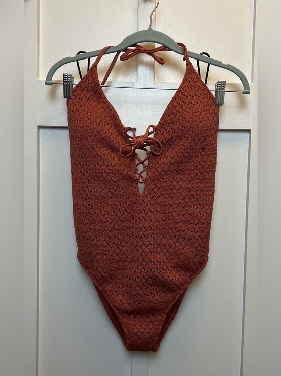 Hollister Other - Hollister Swimsuit Siz Medium 1-piece Crochet Halter Lace Up High Cut Beach Pool